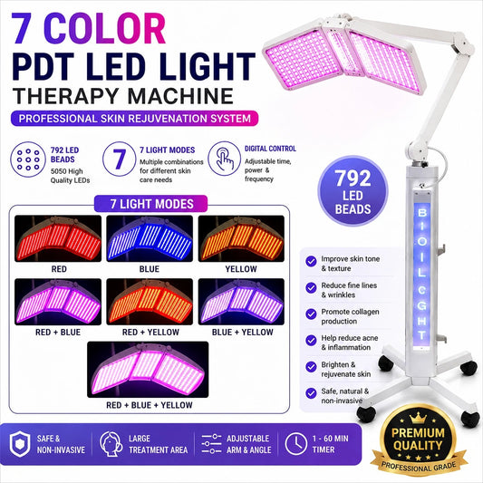 Professional 7 Color PDT LED Light Therapy Machine with Stand