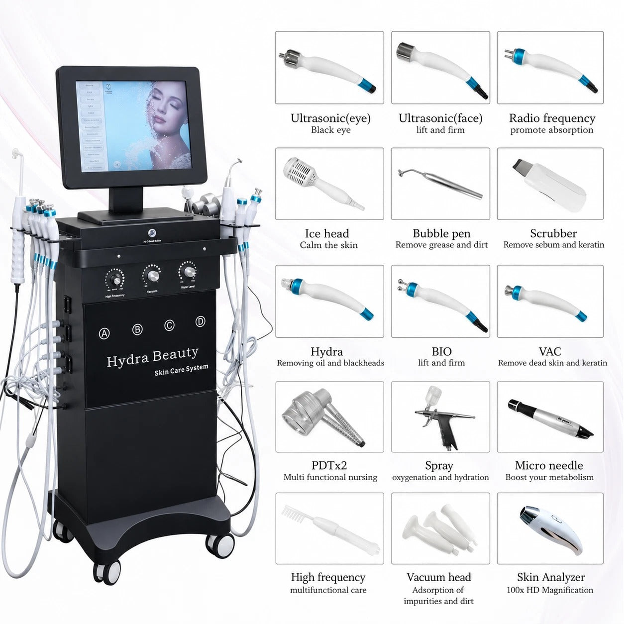 Hydra Facial Machine Skin Rejuvenation (15-in-1) with skin analyser