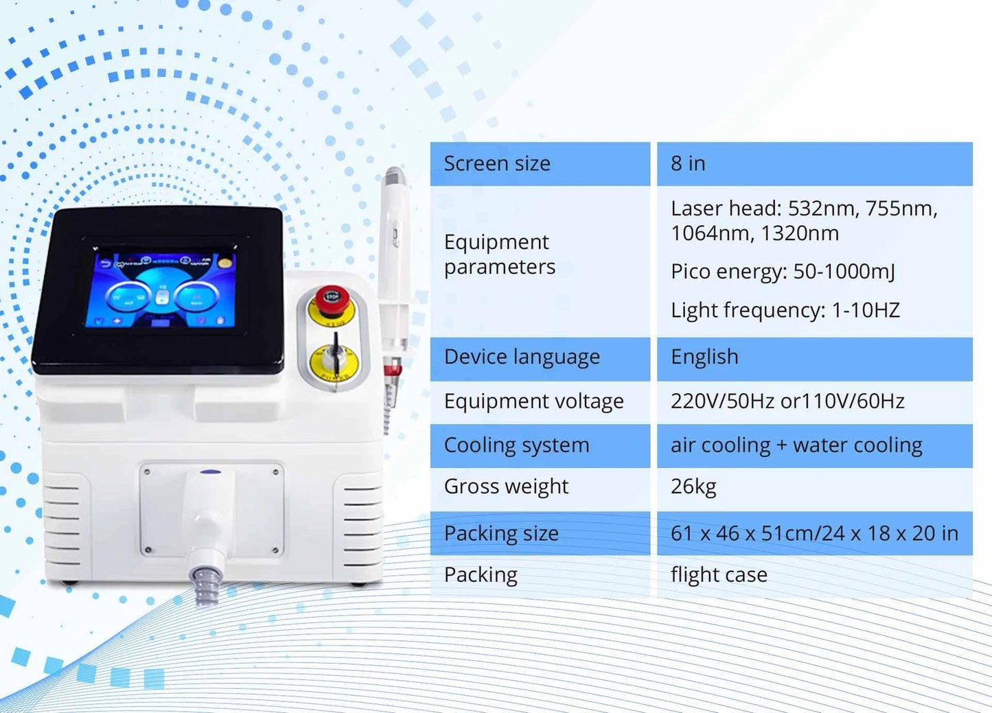 Q Switch Pico ND:YAG Laser Machine